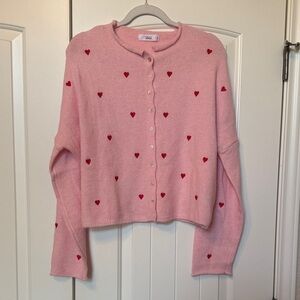Talulah Pink Heart Patterned Women's Sweater Size Small